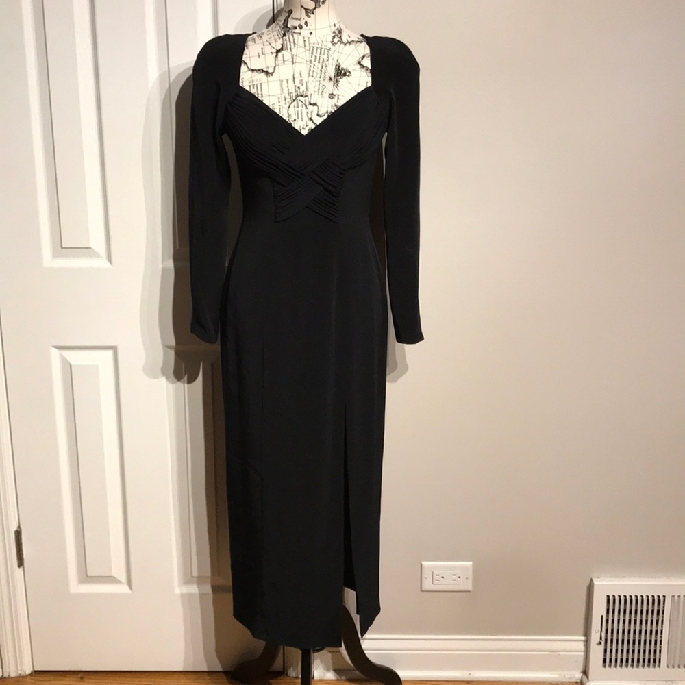 Niteline Vintage Ruched Formal Evening long sleeve wedding gown tailored Dress 6